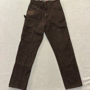 Wrangler Riggs Pants Mens 30x34 Carpenter Brown Workwear Utility Cargo Outdoor
